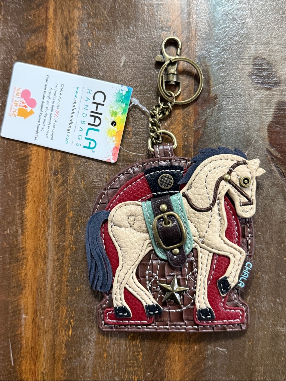 Chala Horse Equestrian Vegan Leather Coin Purse Bag Charm Keychain NWT